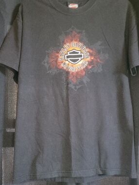 Harley-Davidson Black Tee with Orange and Yellow Emblem